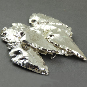 7 PCS Silver Jasper Arrowhead Fully Silver Plated Pendant -  Electroplated With Silver Edge - 35mmx18mm-59mmx32mm AR350 - Tucson Beads