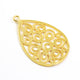 5 Pcs Designer Gold Pear Drop Charm Pendant - 24k Matte Gold Plated - Gold Pear Drop Single Bail Pendant 48mmx30mm GPC219 - Tucson Beads