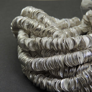 1 Strand Wave Disc Beads 925 Silver Plated On Copper -Potato Chips Beads  10mm 7.5 INch Strand GPC946 - Tucson Beads