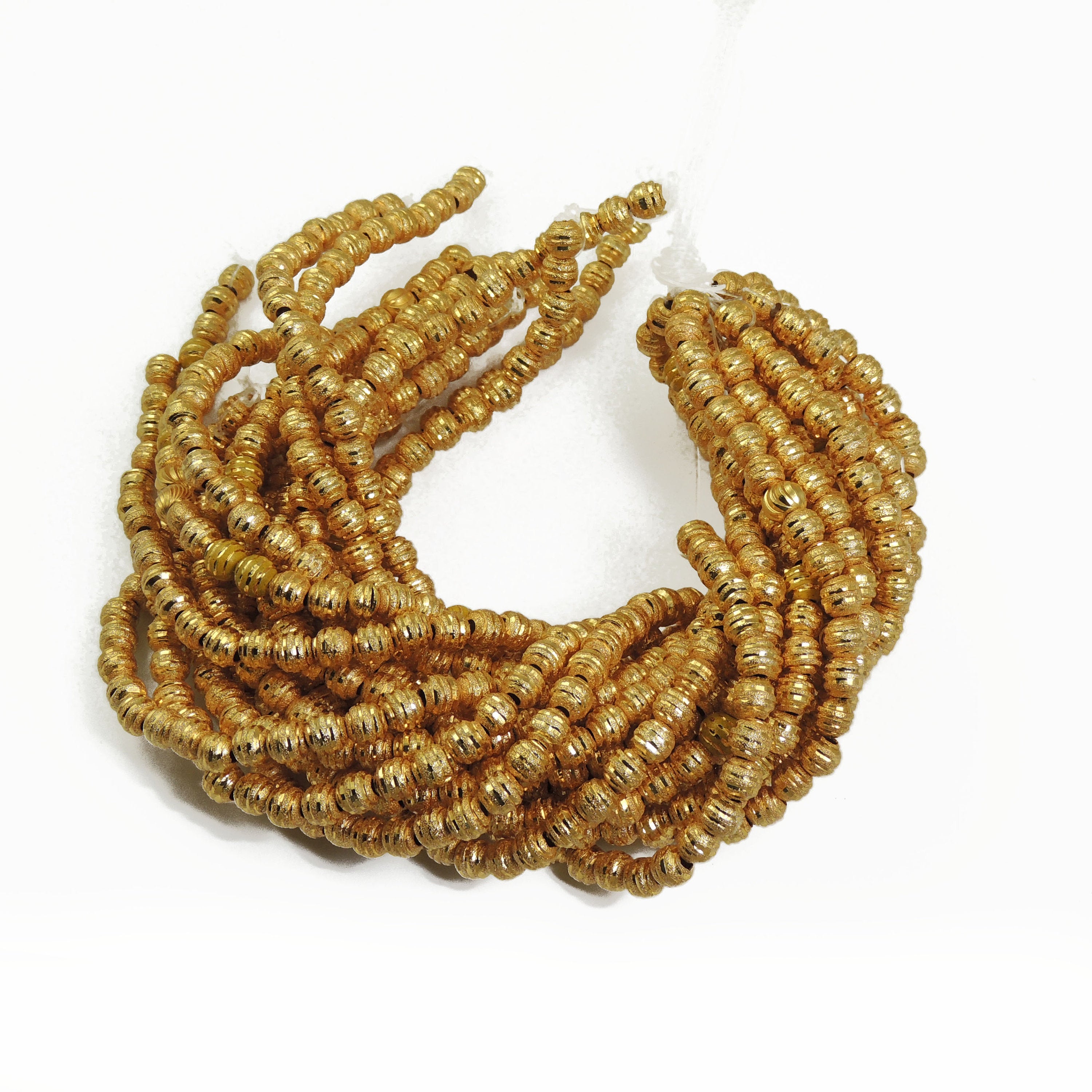 1 Strand 24k Gold Plated Designer Copper Casting Round Ball Beads