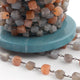 1 Feet  Multi Moonstone Cubes Beaded Chain - Moonstone Cubes Black wire wrapped Chain By foot BSC031 - Tucson Beads