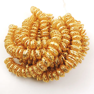 1 Strand 24k Gold Plated Designer Copper Casting Half Cap Beads - Jewelry - 12mmx4mm 8 Inches GPC738 - Tucson Beads