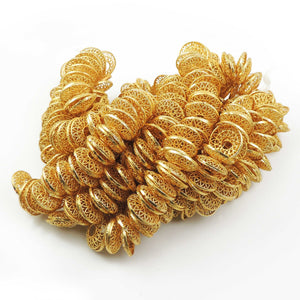 1 Strand 24k Gold Plated Designer Copper Casting Half Cap Beads - Jewelry - 19mmx4mm 7.5 Inches GPC739 - Tucson Beads