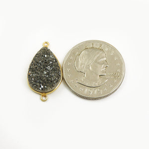 Mystic Mix Druzy Druzzy Drusy Pear Shape 24K Gold Plated Double Bail Connector PC301 - Tucson Beads