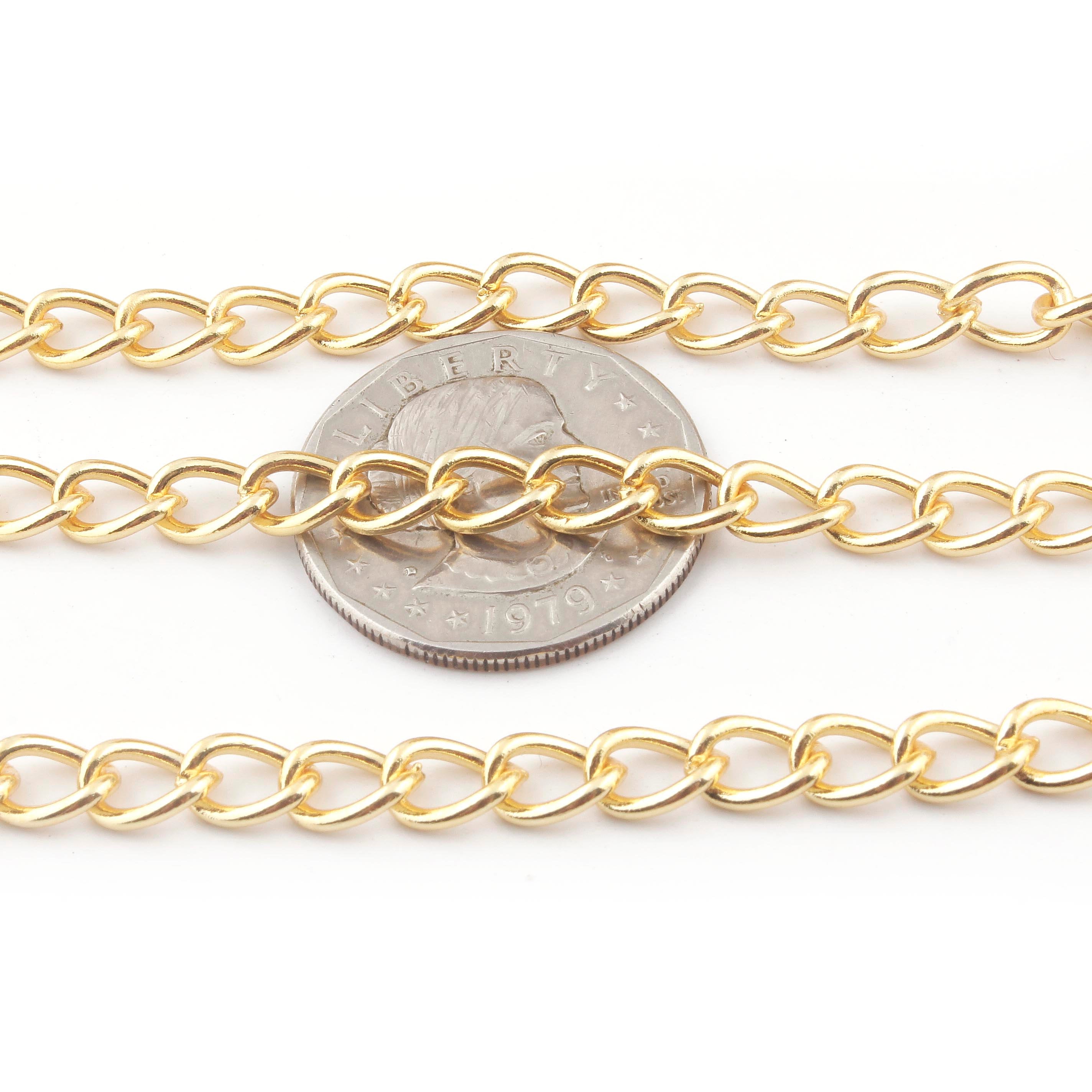 2 Feet Gold Plated Copper Chain - Cable Link Chain - Oval Chain