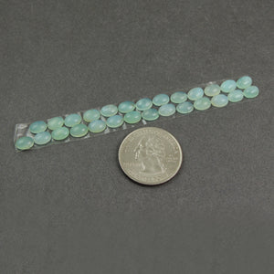 10 Pcs Prehnite Calibrated Smooth Cabochon Oval Flat Back Cap- Loose Gemstone Cabochon 7mmx5mm LGS278 - Tucson Beads