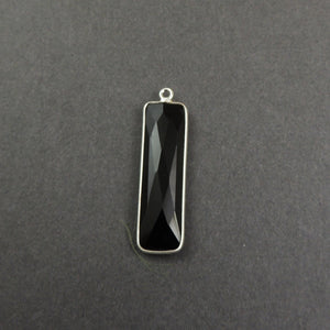 5 Pcs Black Onyx Vermeil Faceted Rectangle Single Bail Pendant - 35mmx9mm SS440 - Tucson Beads