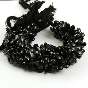 1 Strands Excellent Quality Black Onyx Faceted Pear Drop Briolettes - Black Onyx Beads 8mmx6mm-9mmx6mm 8 Inches BR1861 - Tucson Beads