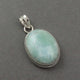 1 Pc Large Genuine and Rare Larimar Oval Pendant - 925 Sterling Silver- Gemstone Pendant 32mmx20mm-10mmx5mm SJ252 - Tucson Beads