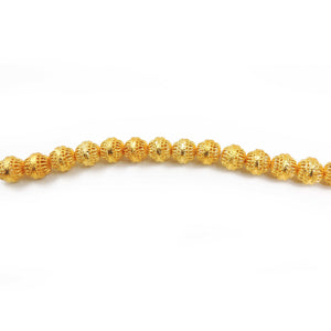 2 Strands 24k Gold Plated Designer Copper Casting Round Beads- 11mm Beads - Jewelry- 8 Inches Gpc474 - Tucson Beads
