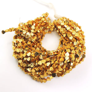 5 Strands 24k Gold Plated Designer Copper Casting Fancy Heart Beads - Jewelry - 5mm 7.5 Inches GPC709 - Tucson Beads