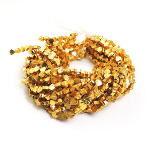5 Strands 24k Gold Plated Designer Copper Casting Fancy Heart Beads - Jewelry - 5mm 7.5 Inches GPC709 - Tucson Beads