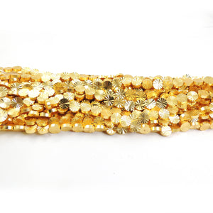 5 Strands AAA Quality Diamond Cut Round Beads 24k Gold Plated Round beads 8mmx8mm  7.5 inch Strand GPC770 - Tucson Beads