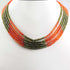 5 Strands Of Genuine Orange And Green Zircon Necklace -Faceted Round Nuggets Beads-Rare & Natural Tumble Necklace-Stunning Elegant  BR1944