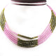 5Strands Of Genuine pink And Green Zircon Necklace -Faceted Round Nuggets Beads -Rare & Natural Tumble Necklace - Stunning Elegant  BR1938 - Tucson Beads