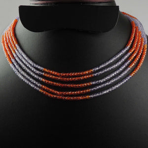 5 Strands Of Genuine Purple And Orange Zircon Necklace-Faceted Round Nuggets Beads-Rare & Natural Tumble Necklace-Stunning Elegant  BR1946 - Tucson Beads