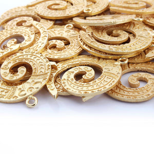 5 Pcs Gold Plated Designer Snail Charm - 24k Matte Gold Plated - Ammonite Shell Charm- Copper Charm Pendant  38mmx30mm GPC772 - Tucson Beads