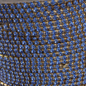 5 FEET Crystal Blue Zircon Rhinestone Chain, Raw Brass - 24k Gold Plated chain per foot BD1135 - Tucson Beads