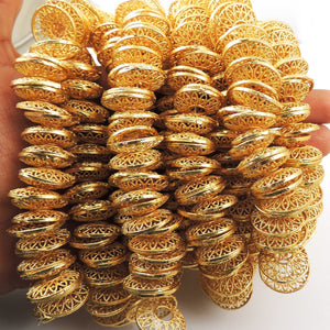 1 Strand 24k Gold Plated Designer Copper Casting Half Cap Beads - Jewelry - 19mmx4mm 7.5 Inches GPC739 - Tucson Beads