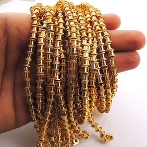 2 Strands 24k Gold Plated Designer Copper Casting Fancy Tube Beads - 5mmx5mm - Jewelry - 7.5 Inches GPC744 - Tucson Beads