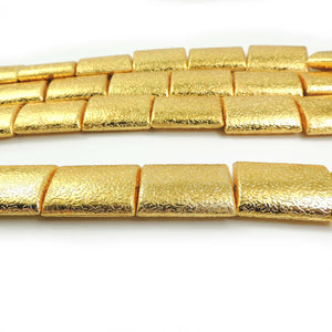1 Strand Designer Stamp Finish Big Rectangle Bar Beads  24K Gold Plated on Copper - Rectangle Bar Beads 33mmx26mm 9 inch Strands GPC748 - Tucson Beads