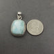 1 Pc Genuine and Rare Larimar Rectangle Shape Pendant - 925 Sterling Silver - Gemstone Pendant SJ315 - Tucson Beads