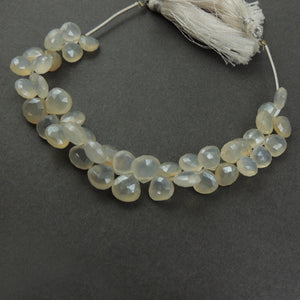 1 Strand White Silverite Faceted Briolettes - Heart Shape Beads 8mm-9mm 8 Inches BR1808 - Tucson Beads