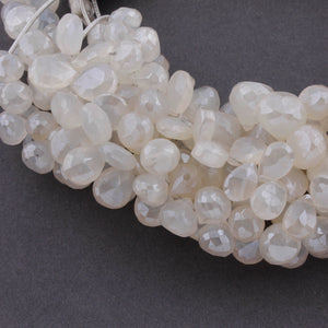 1 Strand White Silverite Faceted Briolettes - Onion/Pear Shape Beads 7mm-11mm 8.5 Inches BR1399 - Tucson Beads