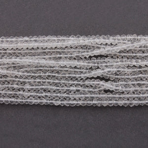 5 Strands Finest Quality White Crystal Quartz Faceted Rondelles- Quartz Roundelle 3.5mm-4 mm 13.5 inch strand RB076 - Tucson Beads