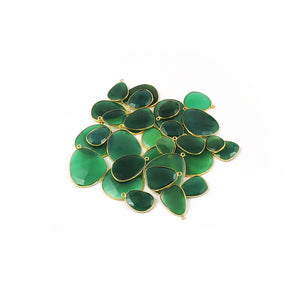 Bulk Lot 31 PCS Green Onyx Assorted Shape 24k Gold Plated Single Bail Pendant - 21mmx14mm-37mmx29mm PC323 - Tucson Beads