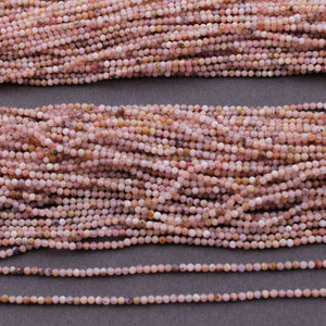 5 Strands Faceted Pink Opal  Rondelles--Finest Quality Pink Opal Roundle 2mm 13 Inch Long RB198 - Tucson Beads