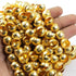 1 Strand 24k Gold Plated Designer Copper Casting Half Cap Round Beads - Jewelry- 12mmx6mm 7.5 Inches GPC205