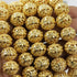 1 Strand 24k Gold Plated Designer Copper Casting Round Beads - Jewelry - 15mmx13mm 8 Inches GPC791