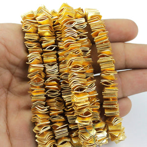 1 Strand 24k Gold Plated Thin Wavy Disc Copper Beads- Square Disc 8mm-9mm Wave Disc Copper Beads - 8 Inches GPC798 - Tucson Beads