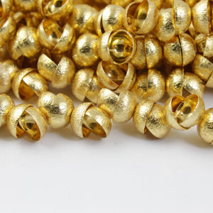 1 Strand 24k Gold Plated Copper Casting Half Cap Beads - Jewelry- 5mmx10mm 8 Inches GPC799 - Tucson Beads