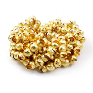 1 Strand 24k Gold Plated Designer Copper Casting Half Cap Round Beads - Jewelry- 10mmx5mm 8 Inches GPC806 - Tucson Beads