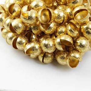 1 Strand 24k Gold Plated Designer Copper Casting Half Cap Round Beads - Jewelry- 14mmx7mm 8 Inches GPC803 - Tucson Beads