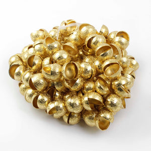 1 Strand 24k Gold Plated Designer Copper Casting Half Cap Round Beads - Jewelry- 14mmx7mm 8 Inches GPC803 - Tucson Beads