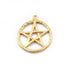 10 Pcs Fancy five-pointed traditional “wiccan” star within circle.  24K Gold Plated on Copper - Round Star Pendant 32mmx28mm Gpc083
