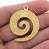 5 Pcs Gold Plated Designer Snail Charm - 24k Matte Gold Plated - Ammonite Shell Charm- Copper Charm Pendant  38mmx30mm GPC772