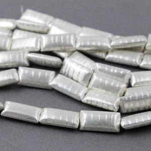 1 Strand Rectangle Scratch Beads 925 Silver Plated On Copper 24mmx12mm - 8 inch Strand GPC829 - Tucson Beads