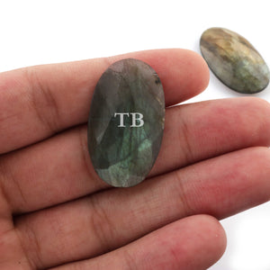 Amazing Labradorite Cabochon,Blue Fire,Blue Flash,Faceted Oval Shape,Loose Gemstone Cabochon,Green,Yellow Flash Fire,Wire Wrap LGs345 - Tucson Beads