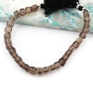 1 Strand Smoky Quartz Faceted  Cube Briolettes - Box Shape Beads 6mm-7mm 8 Inches BR1828 - Tucson Beads