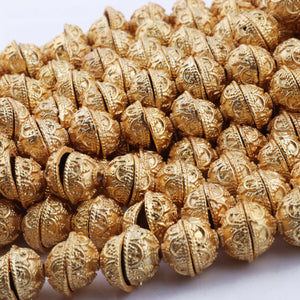 1 Strand 24k Gold Plated Designer Copper Casting Half Cap Beads - Jewelry - 11mmx5mm 8 Inches GPC501 - Tucson Beads