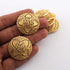 5 Pcs Gold Round Charm  - 24k Matte Gold Plated - Copper Round With Texture Design Pendant 30mm GPC167