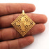 5 Pcs Copper Square Charm - 24k Matte Gold Plated - Copper Gold Square With Cutwork Design Pendant 27mm GPC309