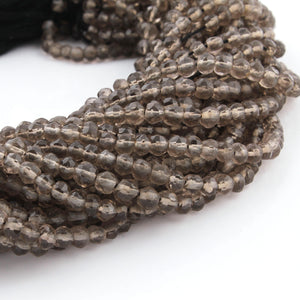 5 Strands Smoky Quartz Faceted AAA Quality Rondelles 3.5mm to 4mm 13.5 inch strand RB083 - Tucson Beads