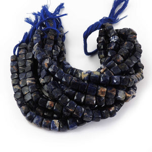 1 Strand Finest Quality Sodalite Faceted Cube Bead - Sodalite Cube Beads 8mm-9mm 8.5 Inches BR1265 - Tucson Beads