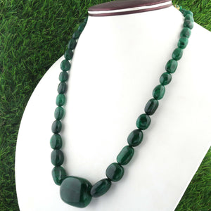 1 Strand AAA Quality Emerald Smooth oval beads Ready To Wear Necklace - Emerald Oval Beads 8x6mm-35mmx28mm 18 Inch BR2050 - Tucson Beads