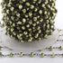 5 Feet Green Pyrite Black Wire Wrapped Rosary Beaded Chain-  Green Pyrite Rosary Chain SC333